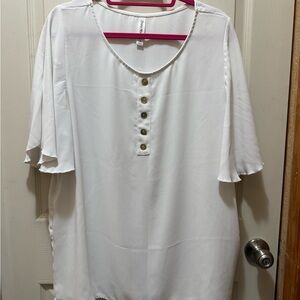 Zenana Premium White Top with Faux Buttons